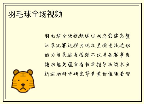 羽毛球全场视频