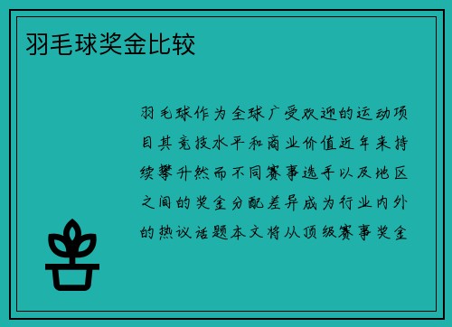 羽毛球奖金比较